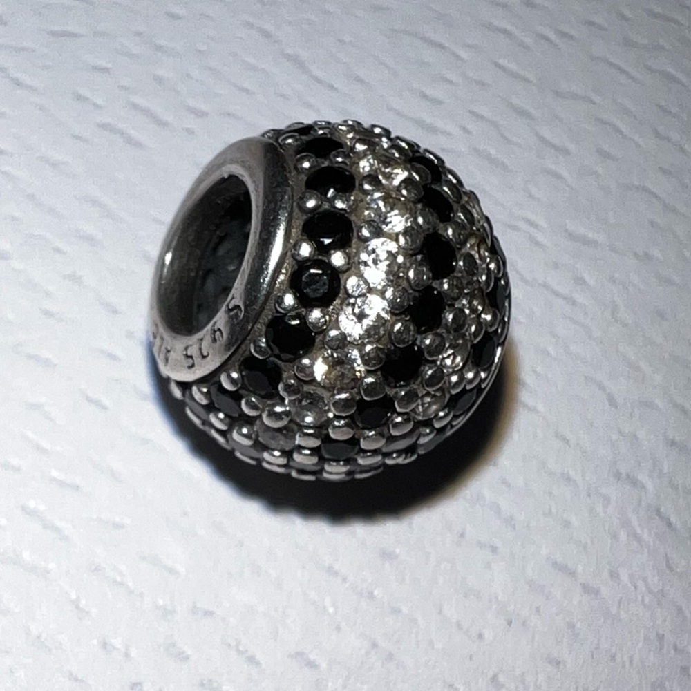 Pandora Silver Black & White Stone Charm